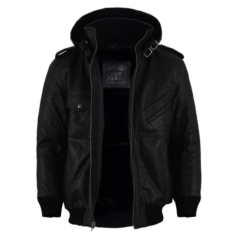 AMJ Lloyd Stylish Black Diamond Original Cowhide Leather Jacket - Picture 7 of 11